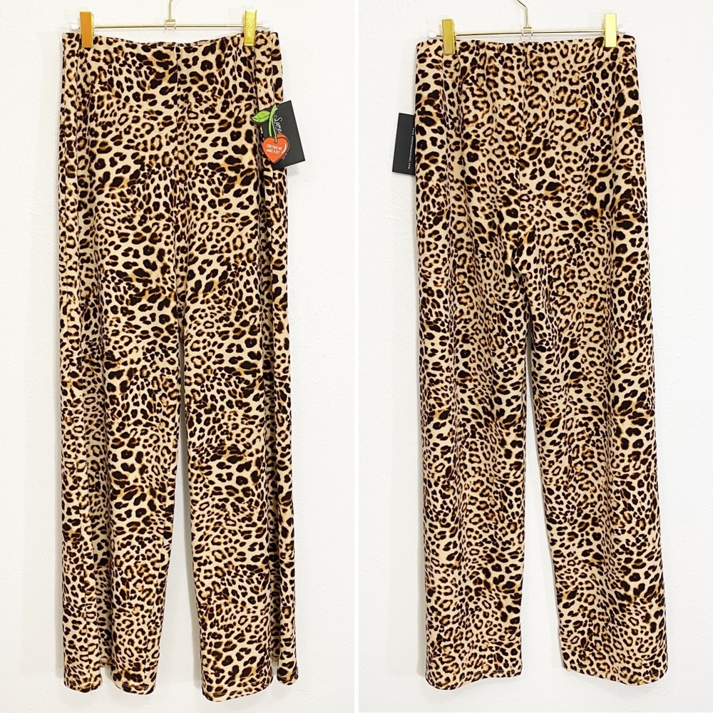 Leopard Wide Leg Flare Pants Size Medium